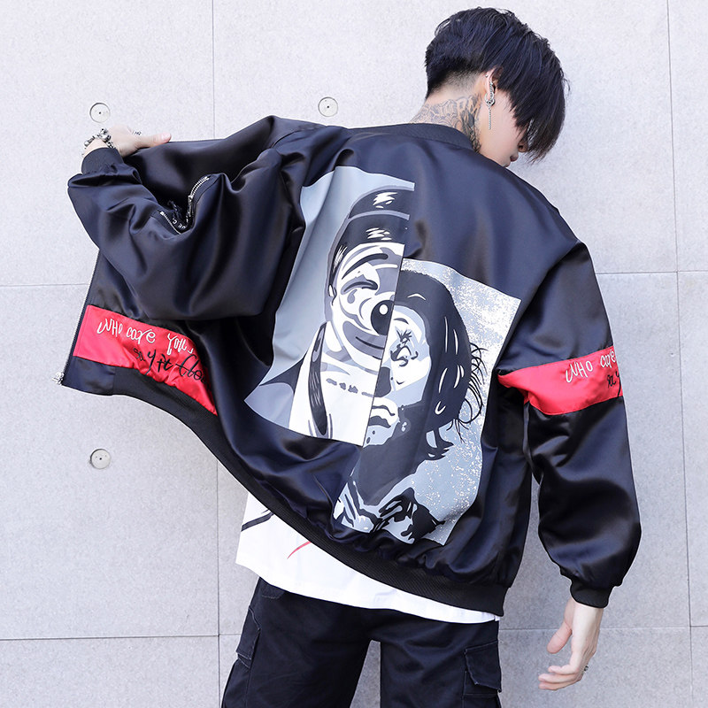 春秋季男士新款高端国潮小丑印花外套韩版潮流学生夹克衫薄款男装