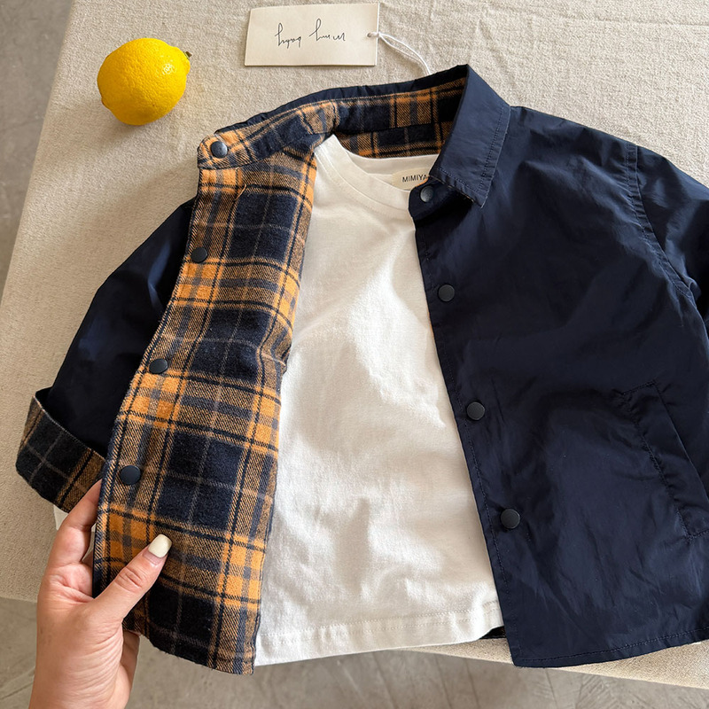 Children's Reversible Jacket 2026 Spring and Autumn New Style Toddler Plaid Cardigan Trendy Baby Stylish Jacket Girls Korean Version Children's Reversible Jacket 2026 Spring and Autumn New Style Toddler Plaid Cardigan Trendy Baby Stylish Jacket Girls Korean Version