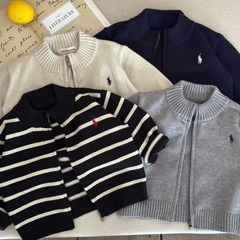 Buerma korean version of spring and autumn trendy brand sweater jacket strips Buerma korean version of spring and autumn trendy brand sweater jacket strips