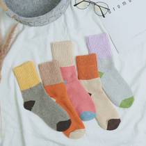 D43 self-retention fried chicken beautiful greasy color winter thick socks womens socks do not return do not change