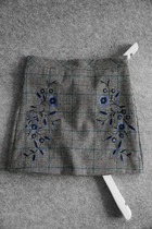 A104 original DAN delicately embroidered fried chicken with thin retro plaid bag hip short skirt half body dress