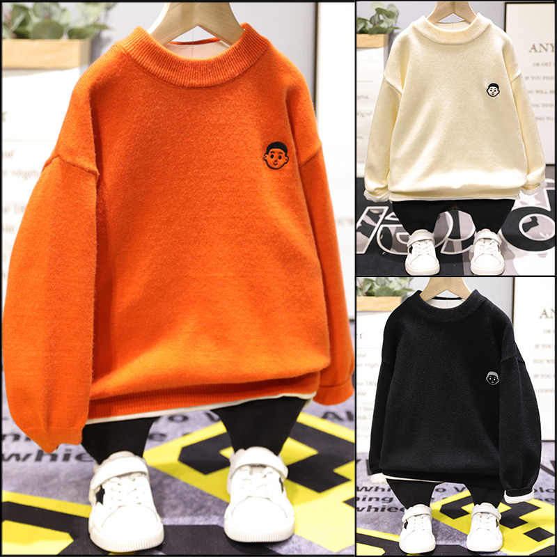 Large E small e2020 autumn winter new blouse boy girl girl Han version loose pure fur coat headshirt tide 82051