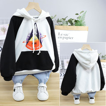 Papaya juice 2020 childrens clothing spring new childrens coat men and women in big children loose hooded sweater 55813