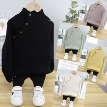 2019 Winter childrens clothing children Korean slim sweater men and women Middle and big children Button half turtleneck sweater 3129
