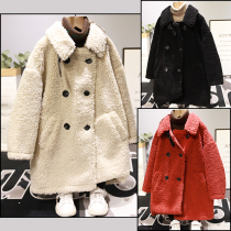 Raffé childrens clothing 2020 Winter new children lamb wool jacket boy girl among girls long style suede coat 2087