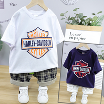 Papaya juice childrens clothing 2020 Summer new childrens coat men and womens children loose graffiti graffiti short sleeve T-shirt 55819