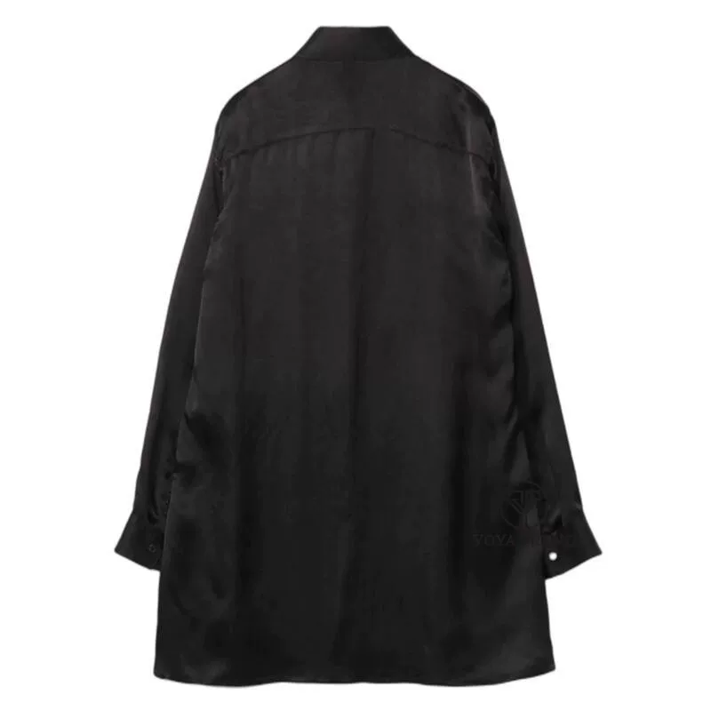 Yohji Yamamoto Yamamoto Yohji Lumingkan тканый узор шелк мужская и женская свободная длинная рукава рубашка