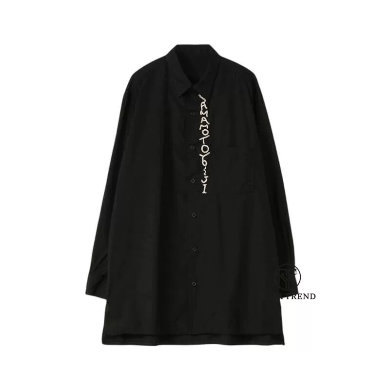 Yohji Yamamoto Yamamoto Yohji Dali цветочная вышивка рукав mens и womens длинная рукава рубашка