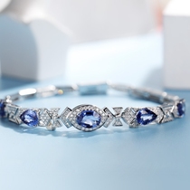 Alan Jewelry Unburned Royal Sapphire Bracelet Bracelet Blue Color Treasure Gem Nude Diamond Stone Inlay Processing