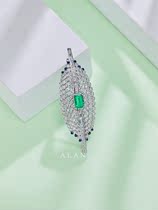 Caibao finished supplier Alan jewelry Alan architectural style emerald brooch necklace dual-purpose 18K gold