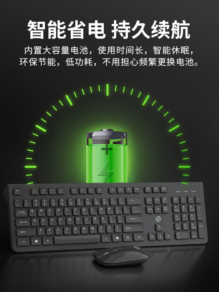 Wireless Keyboard and Mouse Set, Silent, Suitable for Office and Business Use, Compatible with Lenovo, Hp, Desktop and Laptop, Silent and Thin