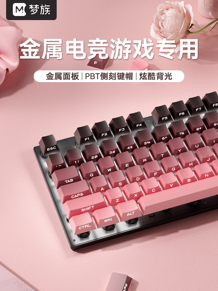 Dream Tribe Metal Side-Engraved Keyboard and Mouse Set for E-Sports Gaming, Mechanical Membrane Wired Computer Desktop Universal