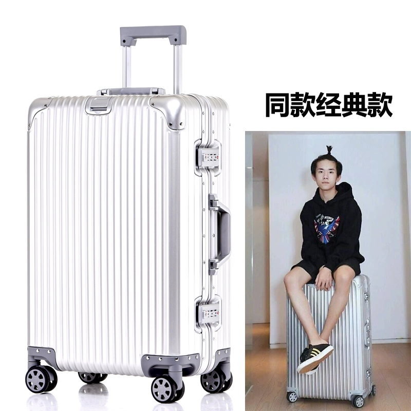 Sup vali nhôm đầy đủ hợp kim magiê xe đẩy trường hợp dễ dàng kết hôn cùng một đoạn vali màu đỏ in thủy triều tên thương hiệu chung