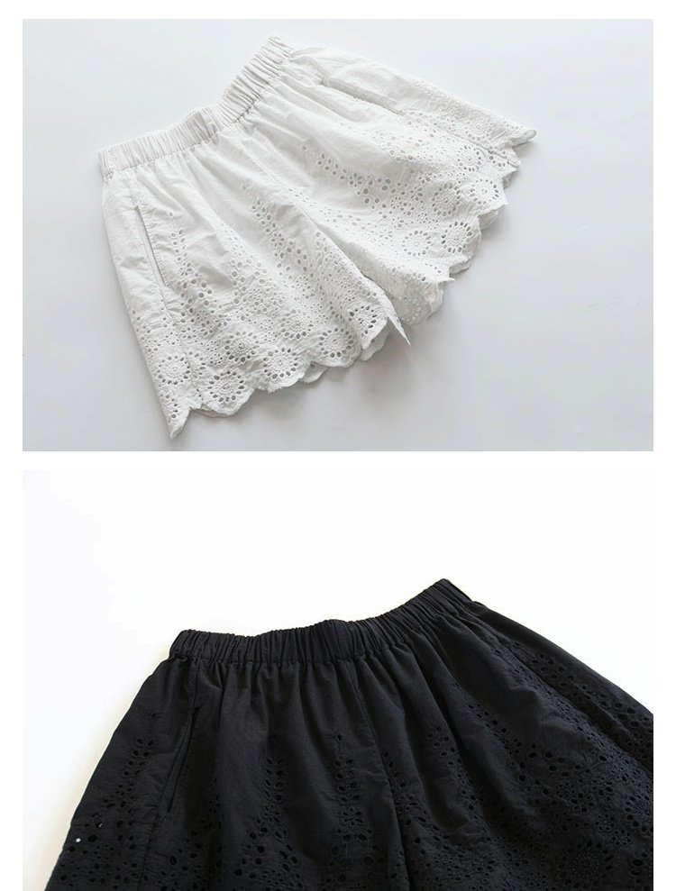 4822 mùa hè mới của phụ nữ ngọt ngào Nhật Bản cotton mỏng phần chân quần rộng thêu quần giản dị quần short quần short đũi nữ