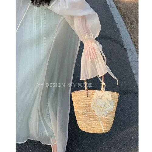 Летняя оригинальная дизайнерская сумка, пляжная портативная корзина, в цветочек