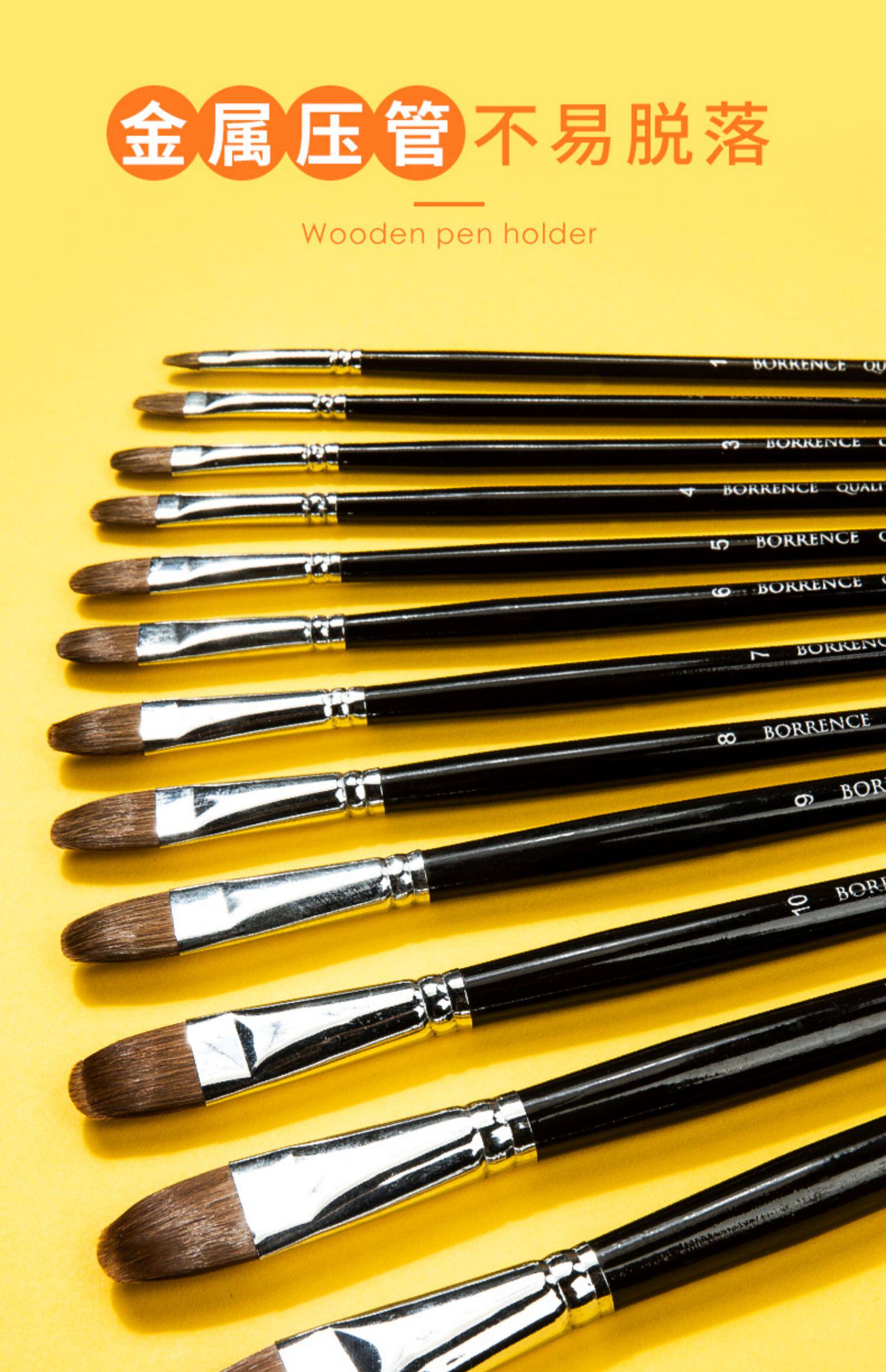 Кисть для рисования масляными красками 水粉画笔套装丙烯画画笔小学生美术用油画笔圆锋狼毫绘画颜料排笔 Borrence