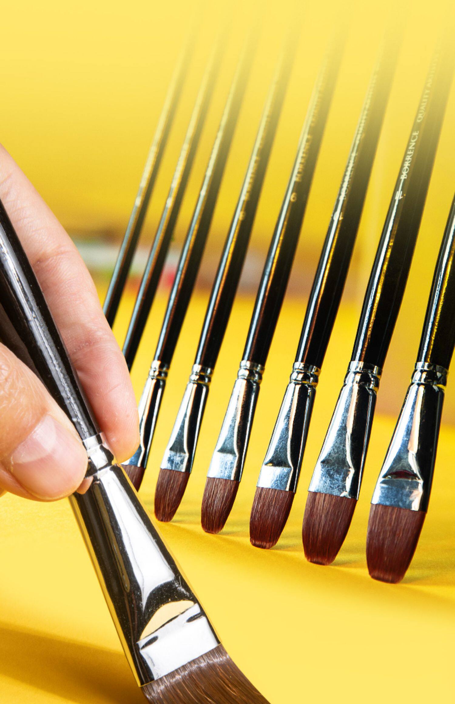 Кисть для рисования масляными красками 水粉画笔套装丙烯画画笔小学生美术用油画笔圆锋狼毫绘画颜料排笔 Borrence