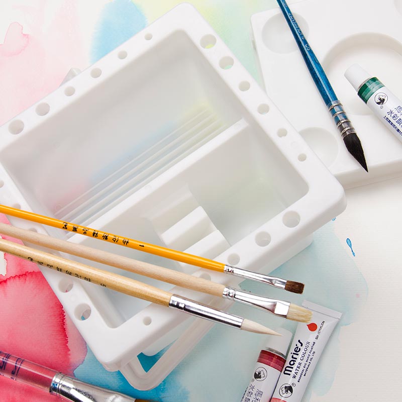 Berens Portable Bucket Color Bucket Paint Color Box Pen Washer (Square) Multi-purpose Bucket