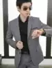 Autumn and winter men's suit Korean slim suit British business casual Gray two-button work clothes overalls