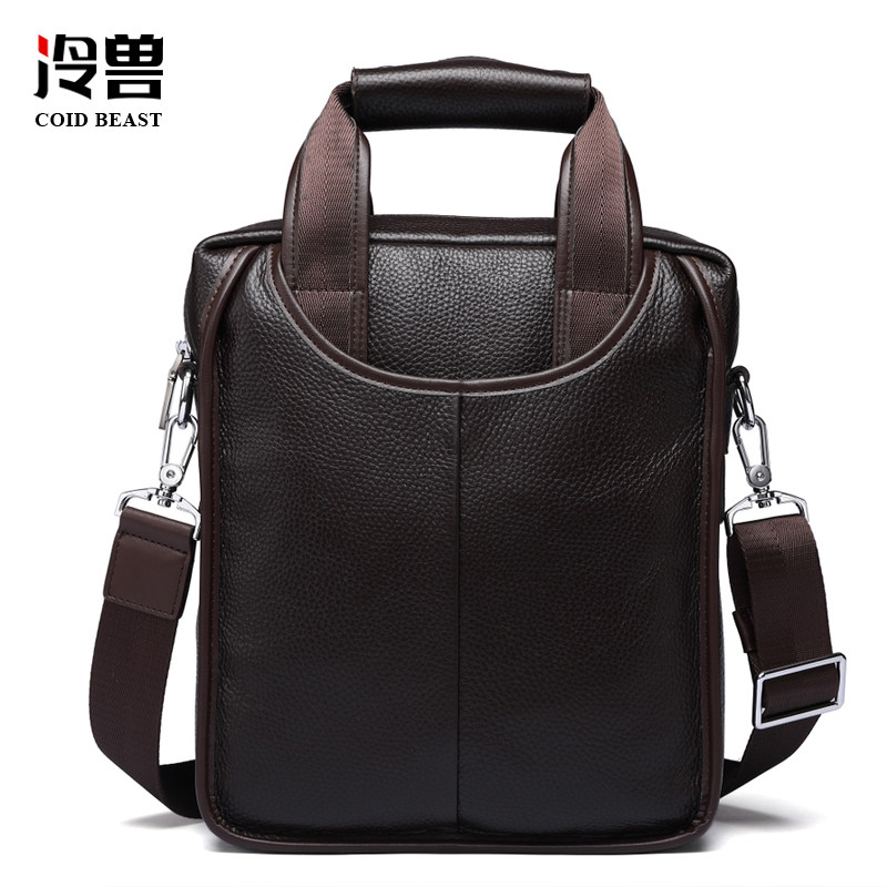 Cold Beast Men's Bag Shoulder Bag Leather Business Briefcase Men's Bag Handbag Cowhide Vertical Casual Messenger Bag