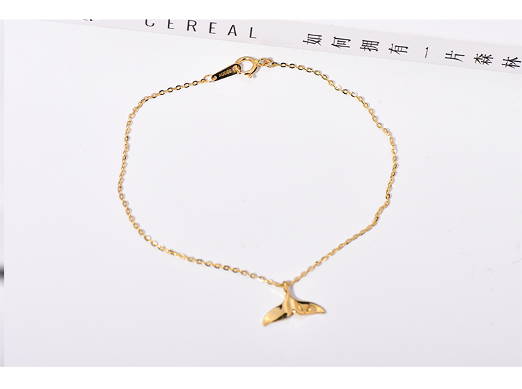 Thời trang Hàng Châu Hàn Quốc vòng chân vàng 14K nữ Cựu ba mặt dây chuyền hình cá voi mịn màng dễ thương - Vòng chân lắc chân nữ 10k