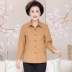 Áo sơ mi cotton của mẹ, quần áo xuân thu dài tay, áo len cardigan cotton rộng rãi, áo sơ mi nữ trung niên và cao tuổi, áo sơ mi cotton và vải lanh - Áo sơ mi dài tay