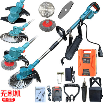 Wireless Hand-Push Garden Grass Trimmer, Agricultural Lawn Mower, Electric Lawn Mower, Lithium Battery Weeder, Multifunctional Small Model