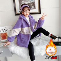 Girl autumn winter coat 2021 New Korean version of foreign style hooded top child children Girl thick sweater sweater