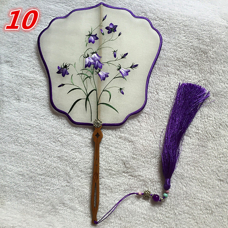 Boutique handmade embroidered double-sided colourful edge fan high-end Chinese character gift buy that is a gift box carrying bag