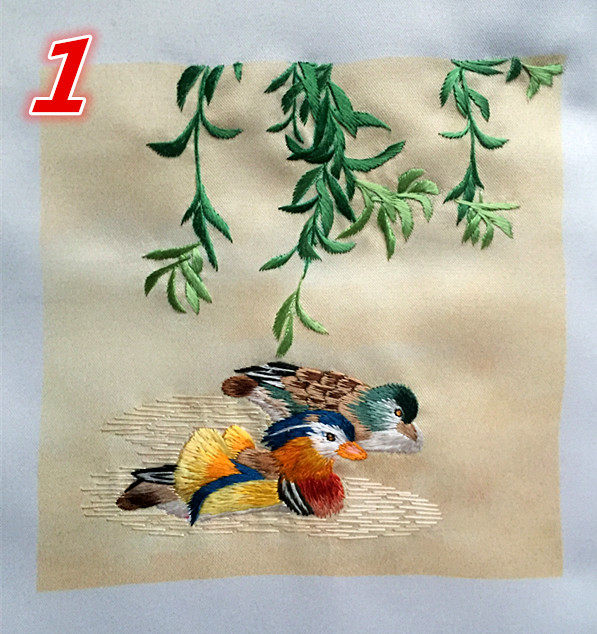 Suzhou embroidery boutique single-sided embroidery pattern 12X12 cm embroidery finished embroidery piece 2 pieces