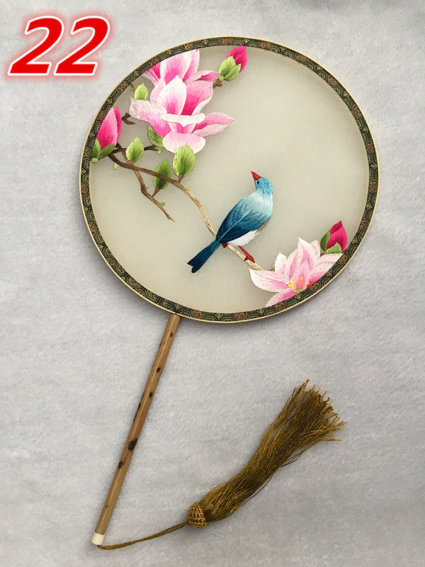 High-end boutique Xiangfei bamboo double-sided embroidery fan