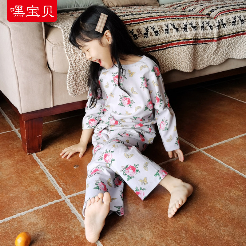 Shenxian Yan value house exquisite girl long sleeve home clothes 2 sets of baby cotton pullover air conditioning pajamas pajamas