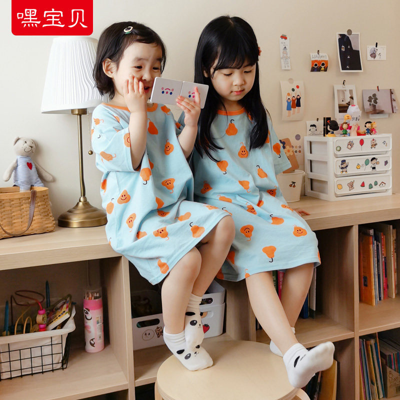 Refreshing summer baby night dress Girls pure cotton pajamas Little girl home clothes Princess skirt dress home clothes