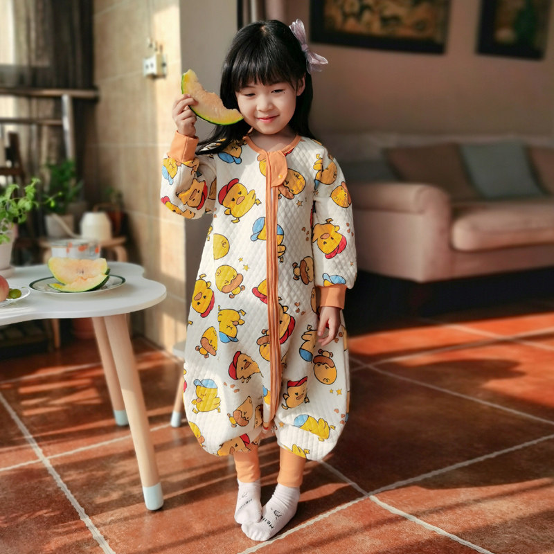 Early autumn New fun shi foot small yellow duck in Sibe male and female baby thin cotton warm and legs children sleeping bag