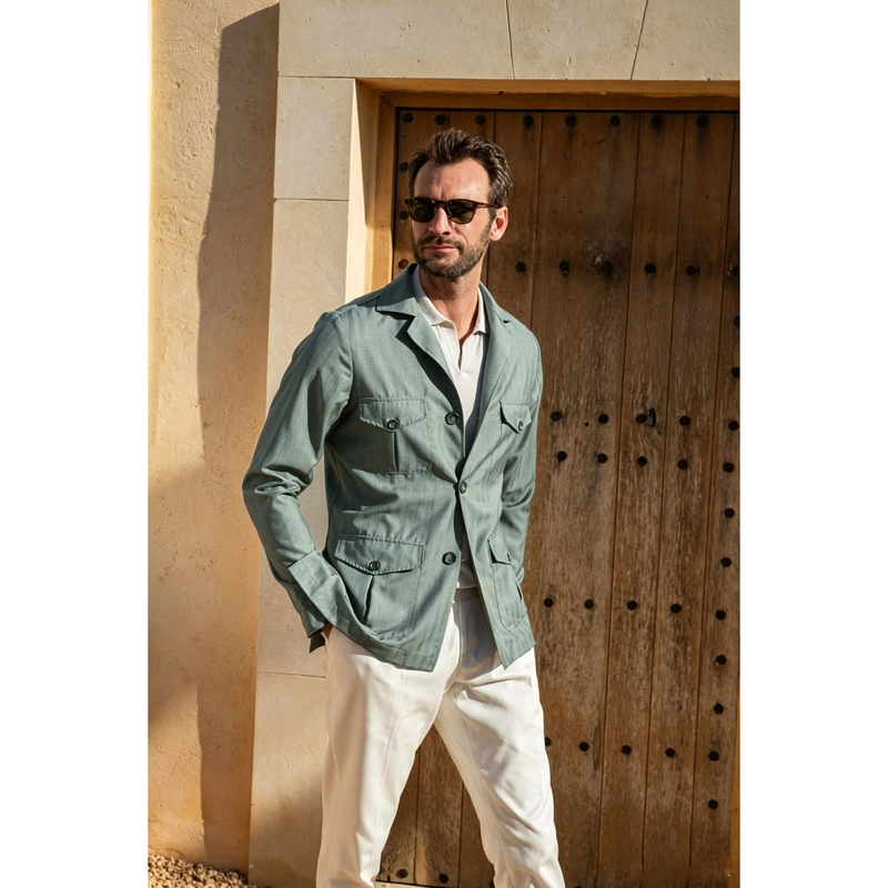 Three Thousand | Luxury Italian Lp Silk Wool Linen Summertime Travel Jacket and Trousers Af1044