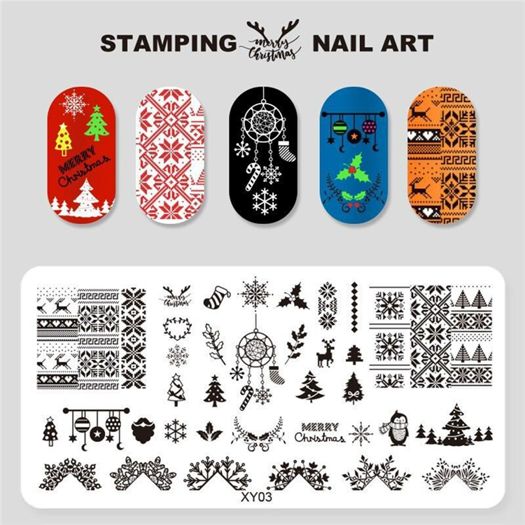 Nail in tấm Santa Claus loạt bông tuyết nai sừng chuyển công cụ móng tay DIY in dấu mẫu - Công cụ Nail