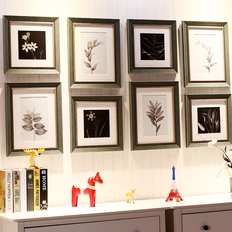 Vintage Nostalgia Style 8 Frame Portfolio Photo Wall Photo Frame Portfolio Background Wall Living Room Study Dining Room Customizable