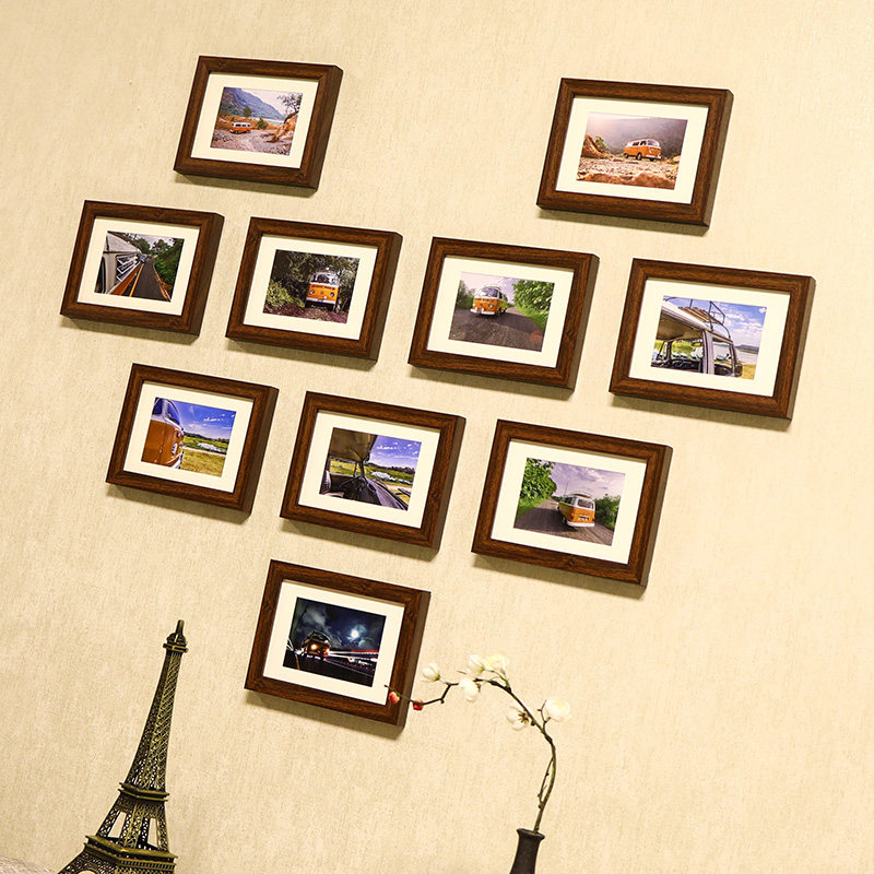 Nordic style 10 photo frames combine love creative photo wall bedroom background wall wedding photo gallery rinse