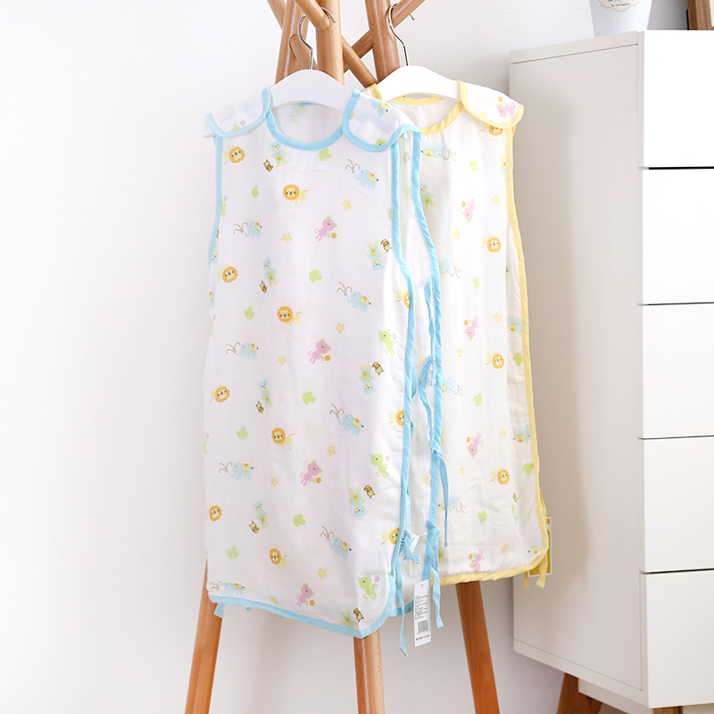 Summer infant sleeping bag bamboo fiber gauze baby vest type sleeping bag anti-kick is breathable super soft and comfortable skin-friendly
