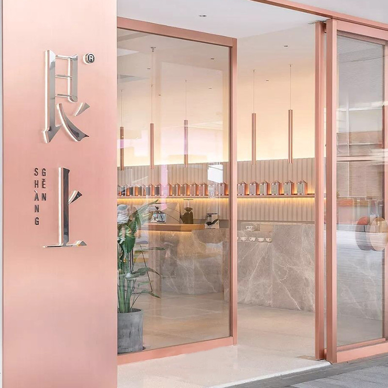 Mirror titanium alloy stainless steel led back light-emitting restaurant logo word advertising signs custom