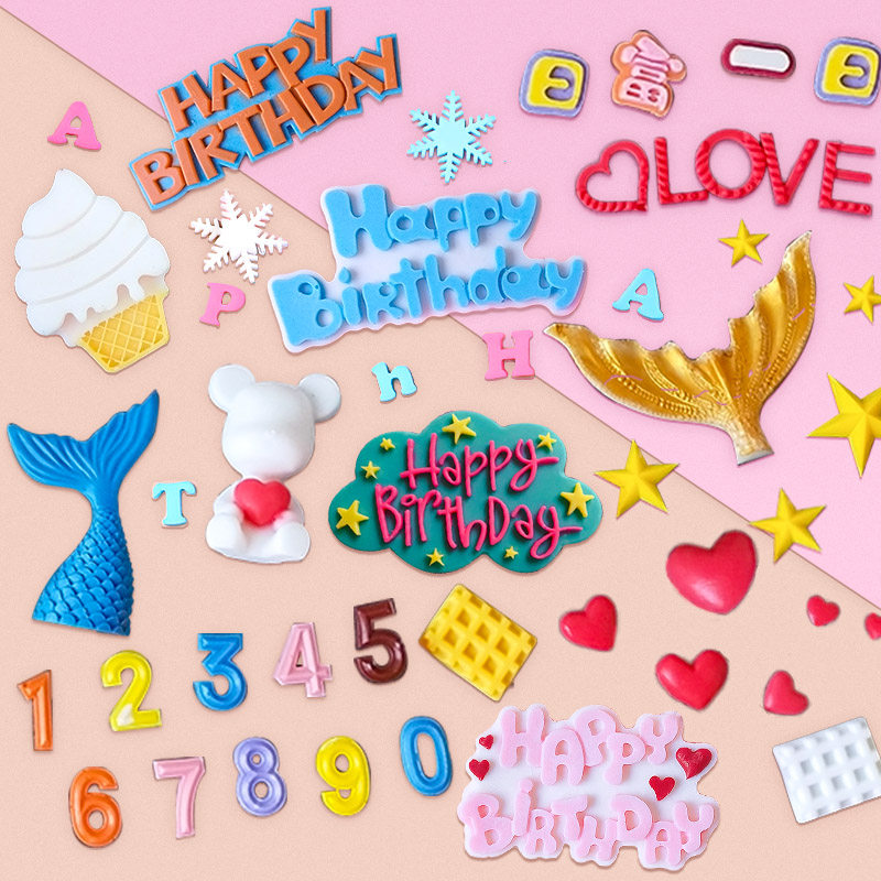 Turn Sugar Silicone Mold Cake Decoration Chocolate Waffle Fish Tail Loving Ice Cream My Several Years Digital Alphabet Mold