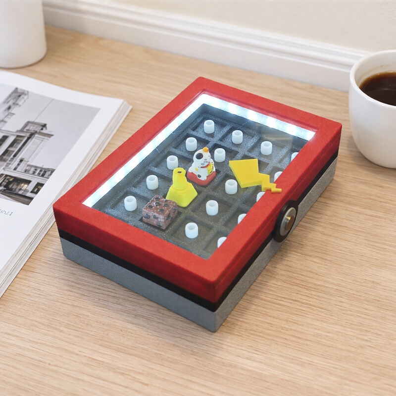 Pokeball Keycap Storage Box with Three-Color Light, Matte Texture, Magnetic Closure, Transparent Dustproof, Silicone Fixation Pokeball Keycap Storage Box with Three-Color Light, Matte Texture, Magnetic Closure, Transparent Dustproof, Silicone Fixation