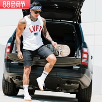 Muscle sleeveless T-shirt sports fitness vest for men loose breathable stretch training clothes printed waistcoat top