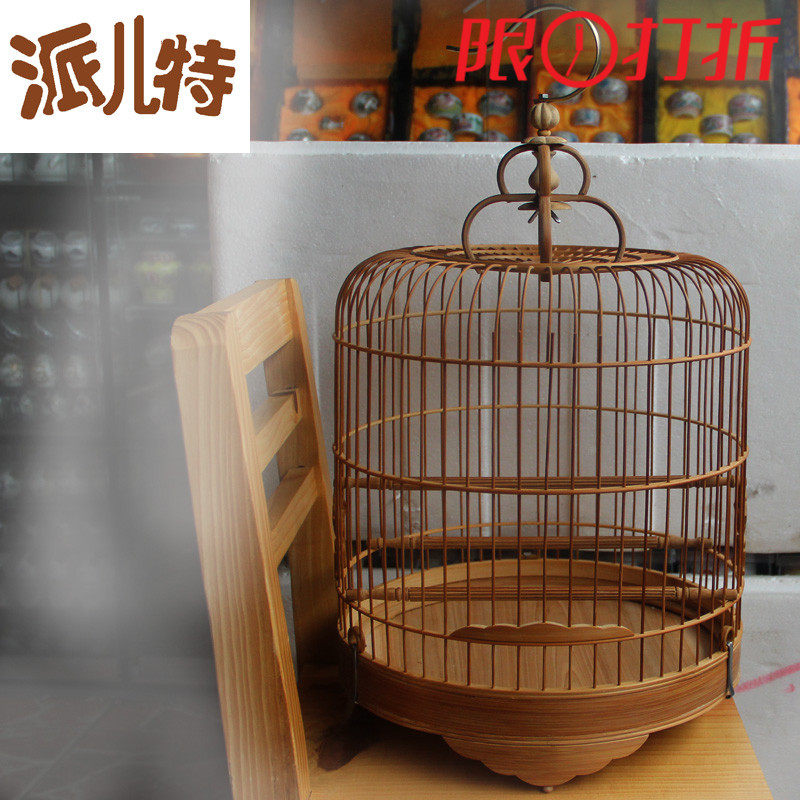 Acacia cage small cage Old bamboo hand embroidery eye cage small cage Red cage text bird black and white
