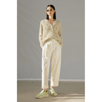 CCHER anti-transparent ivory white folded radish pants imported elastic cotton and womens clothes XKAE6535 booked 2