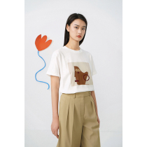 Spot-CCHER”long wear does not crack  portrait jacquard T-shirt combed cotton Sisi and female XTDC3215