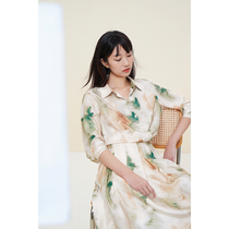 SPOT-CCHER ABSTRACT SMUDGE PRINTED SHIRT 16MM SILK TWILL SILK Xixi and WOMEN XCHC3653