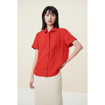 Spot-CCHER Exquisite contrast pair of silk arc collar Blouse Cool Linen Sisi and women XUHC 3651