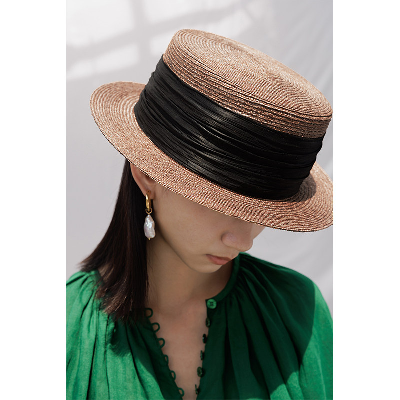 CCHER hand-knit wheat grass flat refreshing straw hat XXPE7202 reserve no fold.1