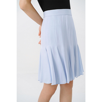Spot-CCHER Pleated fishtail short skirt Silk heavy Georgette Sissi and female XBIC3987 No fold
